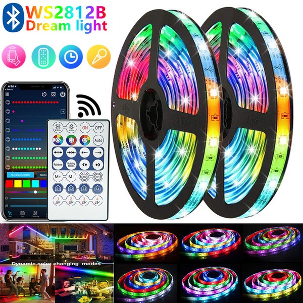 5V Colorful USB Light Strip Rgb Flashing Color-Changing Ws2812B Bluetooth Running Water Light Strip Marquee Light Desktop Atmosphere Light